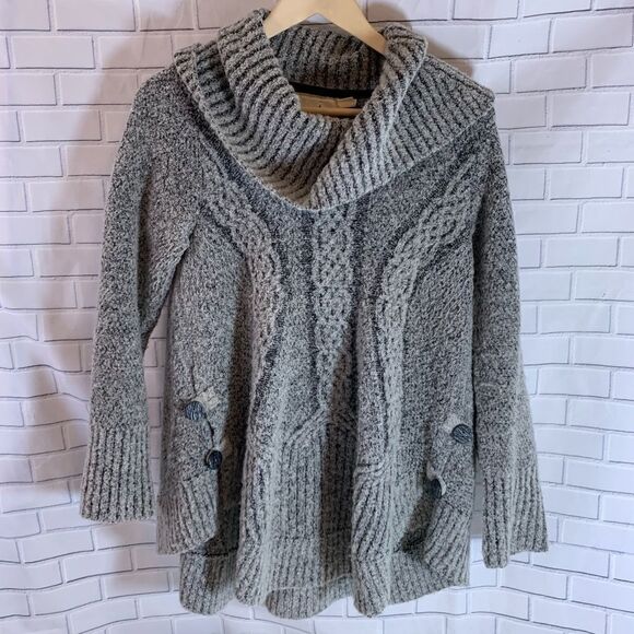 Anthro Angel Of The North Grey Cowl Neck Sweater - Picture 3 of 10